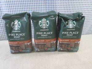 lot 371 image: (C-1) 3 Bags Starbucks Oike Place Medium Roast Ground Coffee 12oz Past Date