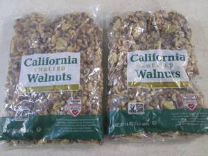 lot 380 image: (B-3) 2 Pounds California Shelled Walnuts 2 - 1 Pound Bags Best by Aug 2024
