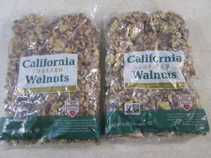 lot 382 image: (B-3) 2 Pounds California Shelled Walnuts 2 - 1 Pound Bags Best by Aug 2024