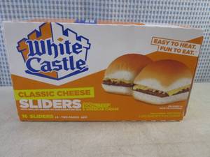lot 395 image: (FRZ) Frozen White Castle Classic Cheese Sliders - 16 Sliders (8 - Two Packs) Best by May 2024