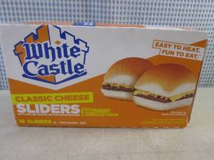 lot 397 image: (FRZ) Frozen White Castle Classic Cheese Sliders - 16 Sliders (8 - Two Packs) Best by May 2024