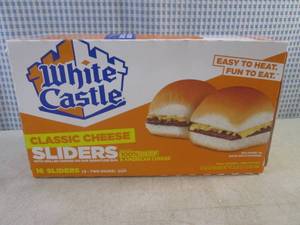 lot 398 image: (FRZ) Frozen White Castle Classic Cheese Sliders - 16 Sliders (8 - Two Packs) Best by May 2024