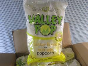 lot 405 image: (D-1T) Case of 6 Bags Valley Pop Butter Flavored with Sea Salt Popcorn 6.5oz Past Date