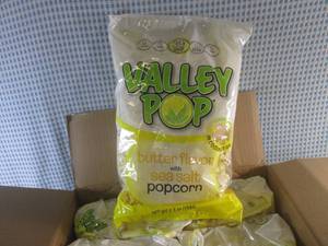 lot 406 image: (A-4T) Case of 6 Bags Valley Pop Butter Flavored with Sea Salt Popcorn 6.5oz Past Date