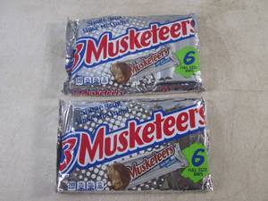 lot 414 image: (B-3) 12 - 3 Musketeers Candy Bars - 2 Packages of 6 Full Size Bars Best by March 2024