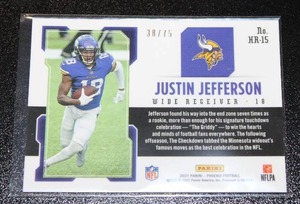 lot 2 image: 2021 Phoenix Hot Routes Yellow Prizm Justin Jefferson #HR-15 3875  Only 75 Exist