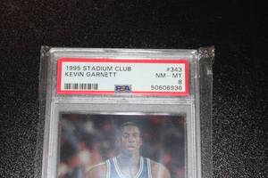 lot 19 image: 1995-96 Stadium Club Kevin Garnett #343 Rookie Card PSA 8