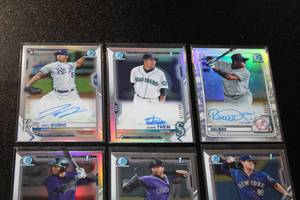 lot 58 image: Bowman Chrome Autograph Prospect & Rookie Baseball Card Lot  9 Autographs
