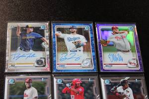 lot 59 image: Bowman Chrome Autograph Prospect & Rookie Baseball Card Lot  9 Autographs