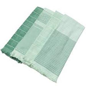 lot 1 image: Culinary Classics Aspen Fringe Green Cotton Oversized Kitchen Towels Set of 8