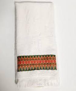 lot 42 image: Set of 4 Geo Border Hand Towel White 16x27 - Opalhouse Designed With Jungalow
