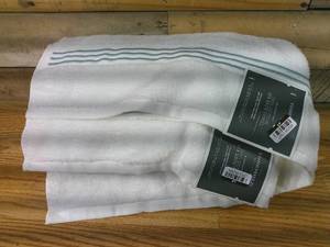 lot 43 image: Lot of 2 Spa Plush Bath Towel Aqua Blue Stripe - Threshold
