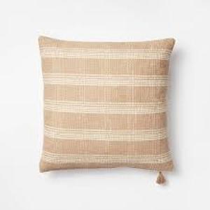 lot 70 image: Set of 2 Woven Plaid Throw Pillow with Tassel Zipper - Threshold designed with Studio McGee-CamelCream-Square
