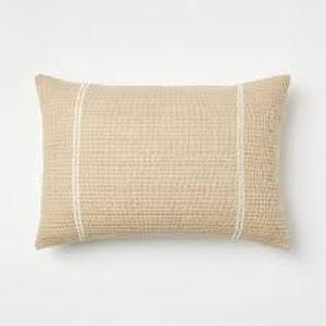lot 72 image: Set of 2 Oversized Embroidered Striped Lumbar Throw Pillow Brown - Threshold designed with Studio McGee