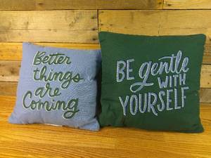 lot 76 image: Set of 2 Embroidered Cotton Square Throw Pillow Blue - Room Essentials