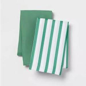 lot 128 image: Set of 2 Room Essentials Solid & Striped Green Print 2 Body Pillow Cover Set 20 x 50