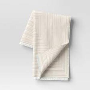 lot 129 image: Square Patterned Chenille Woven Throw Blanket - Threshold Beige