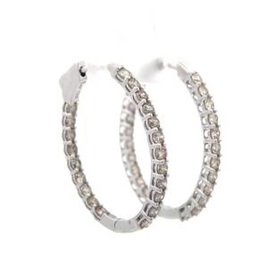3 Carat Diamond Inside Out Hoop Earrings in 14k White Gold VIDEO