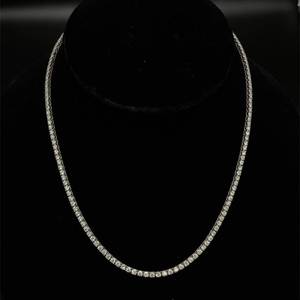7 Carat Diamond Tennis Chain Necklace in 14k White Gold Heavy 14.67 Grams