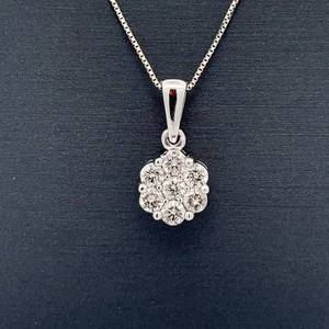 0.50ct Diamond Cluster Flower Pendant in White Gold VIDEO