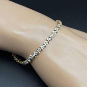 Diamond Tennis Bracelet S-Link Channel Bar in 14k Yellow Gold $1950 Retail VIDEO