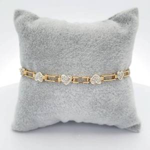 Pave Diamond Heart & Open Bar Link Tennis Bracelet in Yellow Gold $2275 Retail VIDEO
