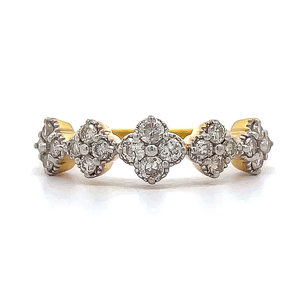 0.50ct Diamond Five Flower Cluster Stack Ring in 14k Yellow Gold VIDEO