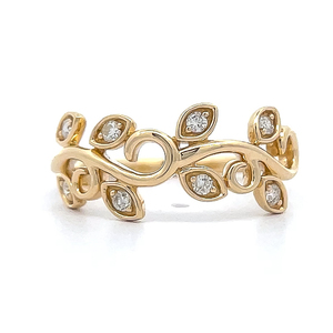 BRAND NEW Diamond Garden Vine & Leaf Trellis Ring in Yellow Gold VIDEO