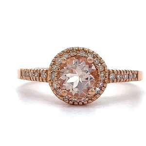 Morganite & Pave Diamond Halo Openwork Flower Basket Ring in 14k Rose Gold VIDEO