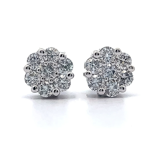 1 Carat Diamond Flower Cluster Stud Earrings VIDEO