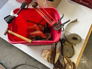 lot 130 image: Circular Saw, Straps, Hand Tools