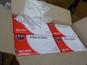 lot 241 image: Case of 10000 Polyethylene Gloves - size L