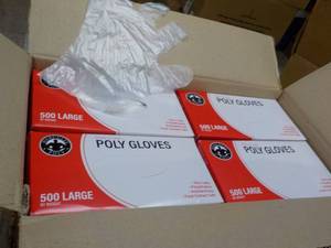 lot 243 image: Case of 10000 Polyethylene Gloves - size L
