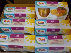 lot 57 image: 6 x 4 packs Dole Mango in Mango Flavored Gel- past best date