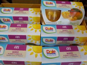 lot 58 image: 6 x 4 packs Dole Mango in Mango Flavored Gel- past best date