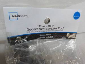 lot 71 image: Mainstays Decorative Curtain Rod 30-84 Bronze Finish