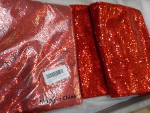 lot 81 image: 4 Panels Red Sequin Curtain Panels 24 x 94