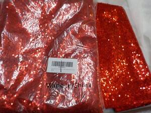 lot 83 image: 2 Red Sequin Tablecloths 70 round