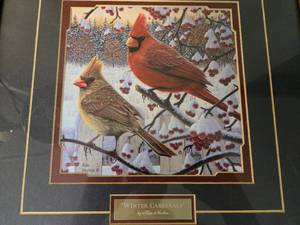 lot 157 image: Winter Cardinals by Kim Norlien