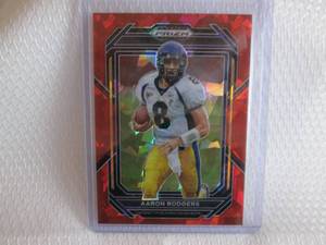 lot 23 image: 2023 Prizm Aaron Rodgers Red Ice Pr...