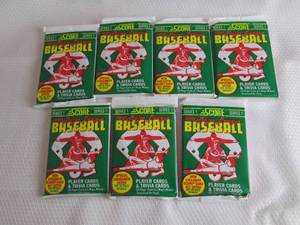 lot 88 image: 7 1991 Score Baseball Series 1 Pack...