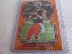 lot 97 image: 2021 Prizm Baker Mayfield Orange Ic...