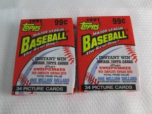 lot 135 image: 2 1991 Topps Cello Baseball Packs...