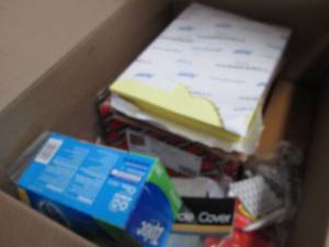 lot 405 image: Box of Assorted Office Supplies...