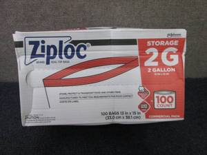 lot 489 image: Ziploc Storage Bags, 2 Gallon, 100 ...