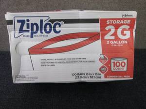 lot 490 image: Ziploc Storage Bags, 2 Gallon, 100 ...