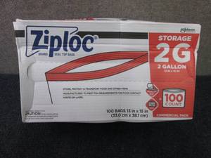 lot 491 image: Ziploc Storage Bags, 2 Gallon, 100 ...