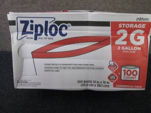 lot 493 image: Ziploc Storage Bags, 2 Gallon, 100 ...