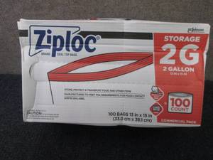 lot 494 image: Ziploc Storage Bags, 2 Gallon, 100 ...