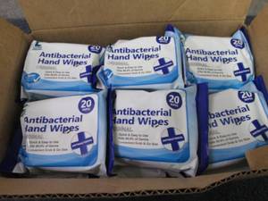 lot 587 image: 24- 20 ct Antibacterial Hand Wipes...